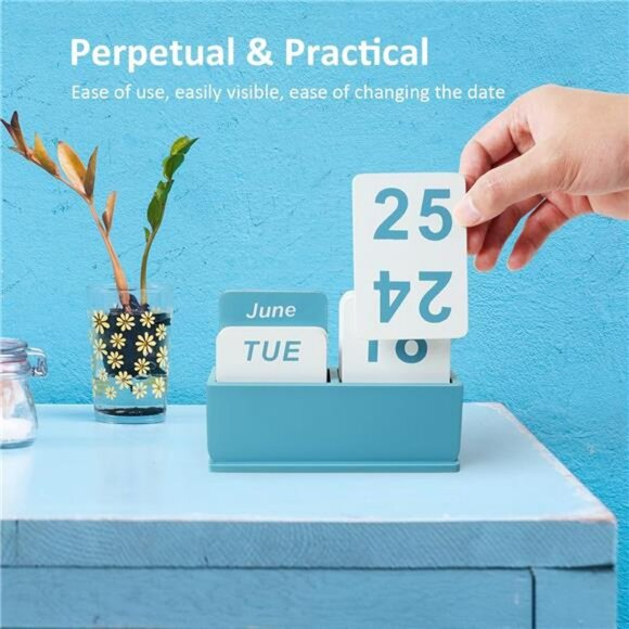 Wooden Desk Calendar Perpetual Daily Flip Display Farmhouse Office Decor Gift - Picture 7 of 8